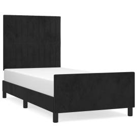 Cadru de pat cu tăblie, negru, 100x200 cm, catifea, 2 image