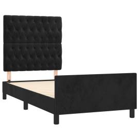 Cadru de pat cu tăblie, negru, 100x200 cm, catifea, 4 image