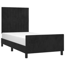 Cadru de pat cu tăblie, negru, 100x200 cm, catifea, 3 image