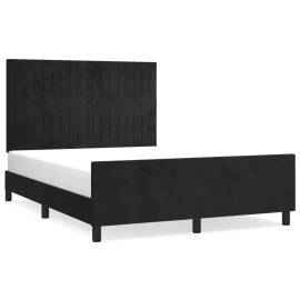 Cadru de pat cu tăblie, negru, 140x190 cm, catifea, 2 image