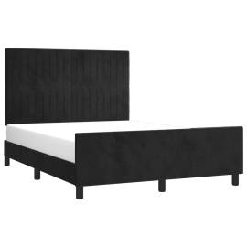 Cadru de pat cu tăblie, negru, 140x190 cm, catifea, 3 image