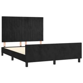 Cadru de pat cu tăblie, negru, 140x200 cm, catifea, 4 image
