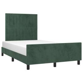 Cadru de pat cu tăblie, verde închis, 120x200 cm, catifea, 3 image