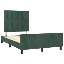 Cadru de pat cu tăblie, verde închis, 120x200 cm, catifea, 4 image
