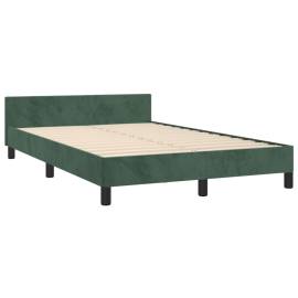 Cadru de pat cu tăblie, verde închis, 120x200 cm, catifea, 5 image