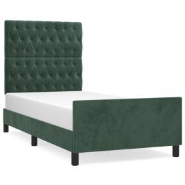 Cadru de pat cu tăblie, verde închis, 90x190 cm, catifea, 2 image