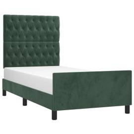 Cadru de pat cu tăblie, verde închis, 90x190 cm, catifea, 3 image