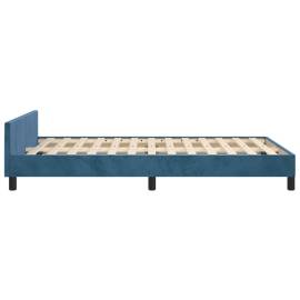 Cadru de pat cu tăblie, albastru închis, 120x200 cm, catifea, 7 image