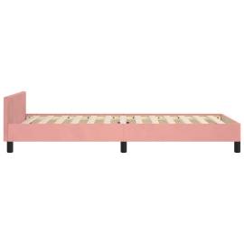 Cadru de pat cu tăblie, roz, 90x200 cm, catifea, 7 image