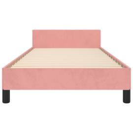 Cadru de pat cu tăblie, roz, 90x200 cm, catifea, 6 image