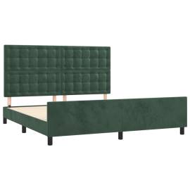Cadru de pat cu tăblie, verde închis, 180x200 cm, catifea, 4 image