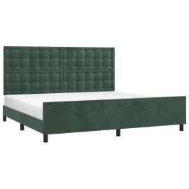 Cadru de pat cu tăblie, verde închis, 200x200 cm, catifea, 3 image