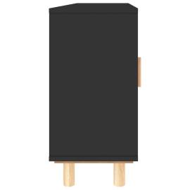 Servantă, negru, 105x30x60 cm, lemn masiv pin și ratan natural, 6 image