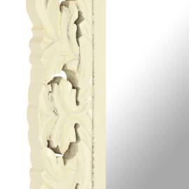 Oglindă sculptată manual, alb, 80x50 cm, lemn masiv mango, 5 image