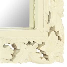 Oglindă sculptată manual, alb, 80x50 cm, lemn masiv mango, 4 image