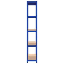 Rafturi de depozitare cu 5 niveluri, 2 buc., albastru oțel/lemn, 7 image