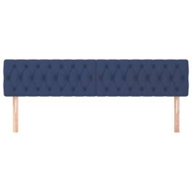 Tăblii de pat, 2 buc, albastru, 100x7x78/88 cm, textil, 3 image