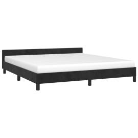 Cadru de pat cu tăblie, negru, 180x200 cm, catifea, 3 image