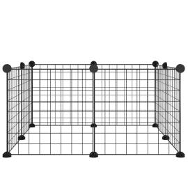 Cușcă animale de companie, 8 panouri, negru, 35x35 cm, oțel, 2 image
