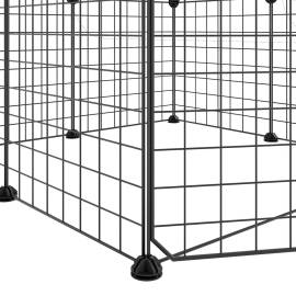 Cușcă animale de companie cu ușă, 8 panouri, negru 35x35cm oțel, 6 image