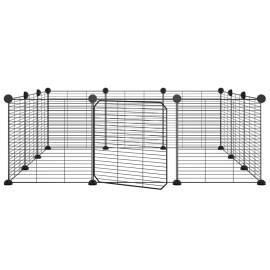 Cușcă animale de companie cu ușă 12 panouri negru 35x35 cm oțel, 2 image