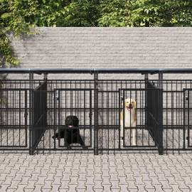 Padoc pentru câini de exterior cu acoperiș, 18,77 m², oțel