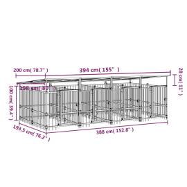 Padoc pentru câini de exterior cu acoperiș, 7,51 m², oțel, 7 image