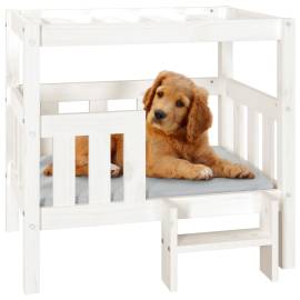 Pat pentru câini, alb, 75,5x63,5x70 cm, lemn masiv de pin, 4 image