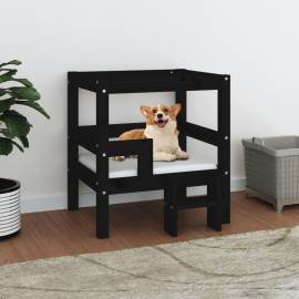 Pat pentru câini, negru, 55,5x53,5x60 cm, lemn masiv de pin