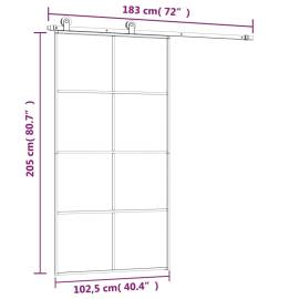 Ușă glisantă cu set feronerie 102,5x205 cm sticlă esg/aluminiu, 8 image