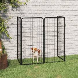 Padoc pentru câini cu 4 panouri, negru, 50x100 cm, oțel, 3 image