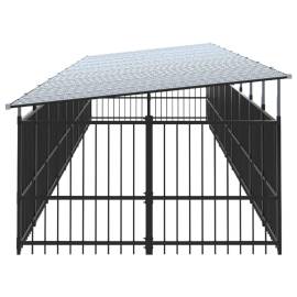 Padoc pentru câini de exterior cu acoperiș, 16,89 m², oțel, 4 image
