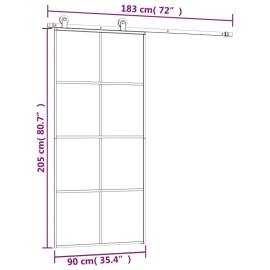 Ușă glisantă cu set feronerie, 90x205 cm, sticlă esg/aluminiu, 8 image