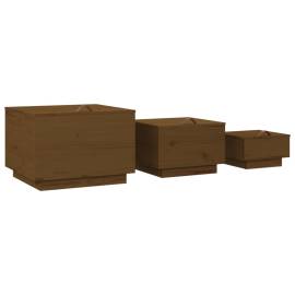 Cutii de depozitare cu capace 3 buc. maro miere lemn masiv pin, 5 image