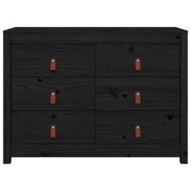 Dulap lateral, negru, 100x40x72 cm, lemn masiv de pin, 3 image