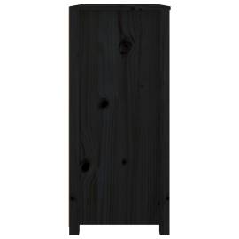 Dulap lateral, negru, 100x40x90 cm, lemn masiv de pin, 5 image