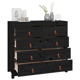 Dulap lateral, negru, 100x40x90 cm, lemn masiv de pin, 8 image