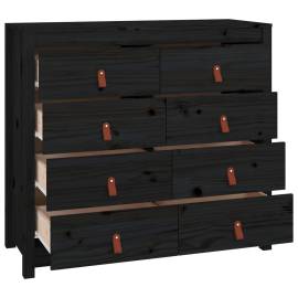 Dulap lateral, negru, 100x40x90 cm, lemn masiv de pin, 4 image
