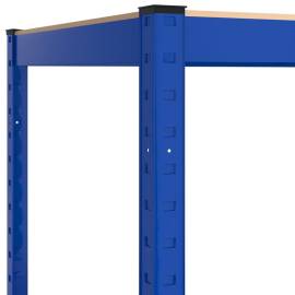 Rafturi de depozitare cu 5 niveluri, 3 buc., albastru oțel/lemn, 7 image