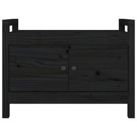 Bancă de hol, negru, 80x40x60 cm, lemn masiv pin, 3 image