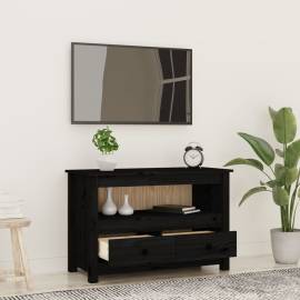 Comodă tv, negru, 79x35x52 cm, lemn masiv de pin, 3 image