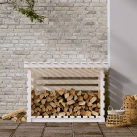 Rastel pentru lemne de foc, alb, 108x73x79 cm, lemn masiv pin, 3 image