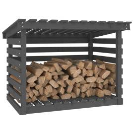 Rastel pentru lemne de foc, gri, 108x73x79 cm, lemn masiv pin, 4 image