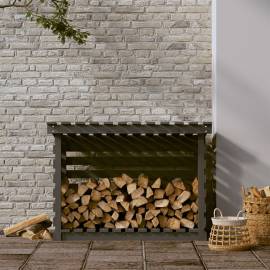 Rastel pentru lemne de foc, gri, 108x73x79 cm, lemn masiv pin, 3 image