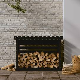 Rastel pentru lemne de foc, negru, 108x73x79 cm lemn masiv pin, 3 image