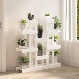 Suport pentru plante, alb, 104,5x25x109,5 cm, lemn masiv pin, 3 image