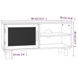 Comodă tv, alb, 80x30x40 cm, lemn masiv pin și ratan natural, 8 image