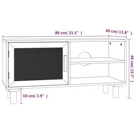 Comodă tv, maro, 80x30x40 cm, lemn masiv pin și ratan natural, 8 image