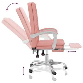 Fotoliu de birou rabatabil, roz, piele ecologică, 8 image