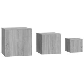 Măsuțe laterale, 3 buc., sonoma gri, lemn prelucrat, 3 image